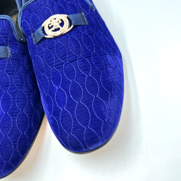 Stacy Adams Mens‎ 13 M Blue Velvet Quilted Slip On Horsebit Loafers Dress Shoes - Picture 5 of 13